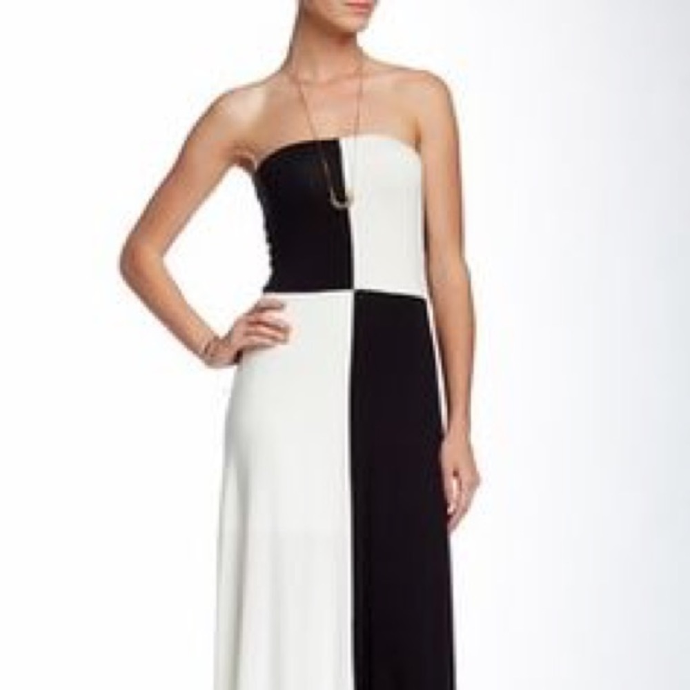 Glamorous Color Block Black and White Maxi Dress